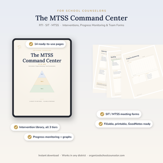 MTSS & RTI Intervention Command Center -School Counselor Toolkit